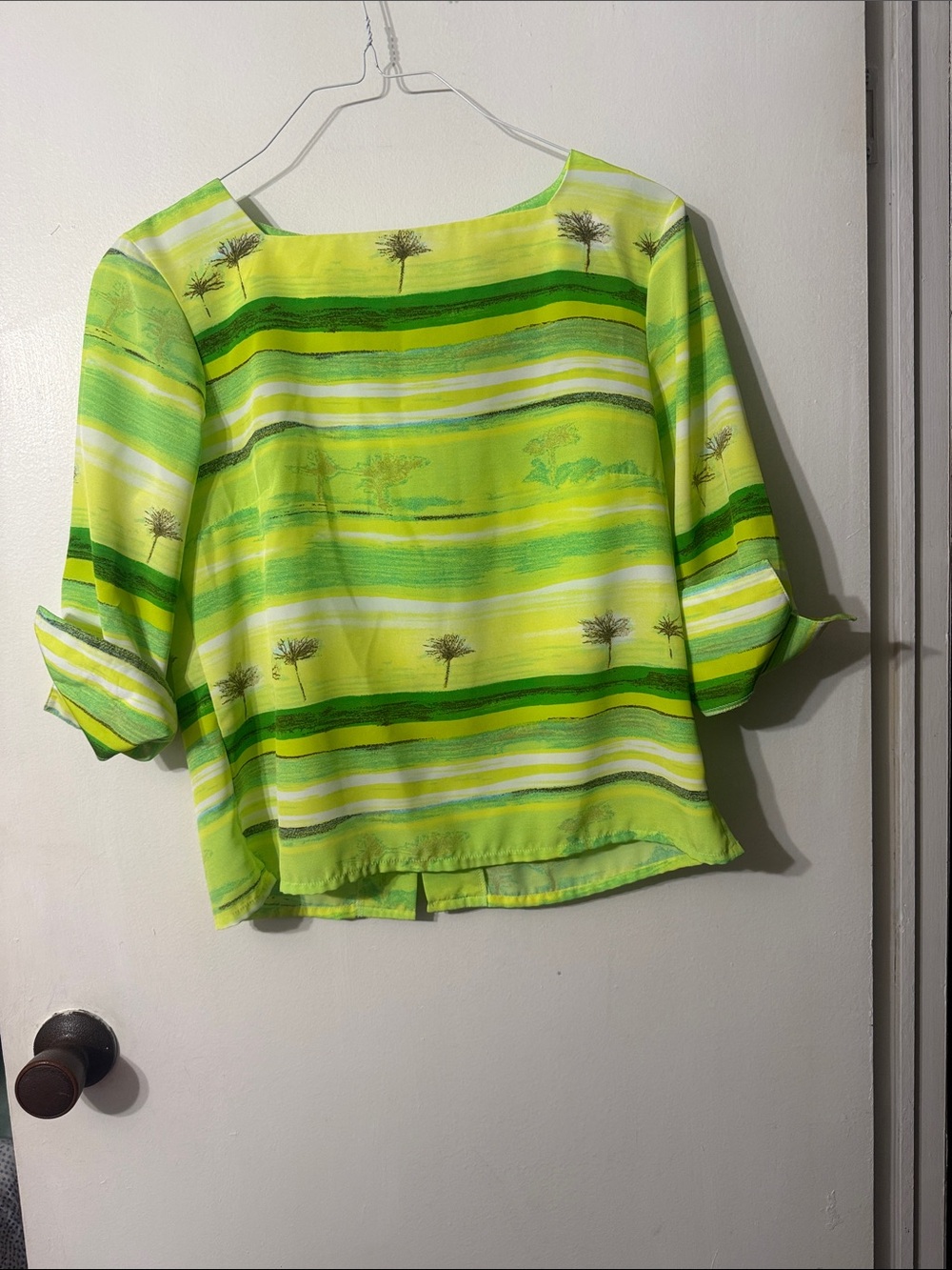 Jordan Lime Green Striped Boatneck Blouse